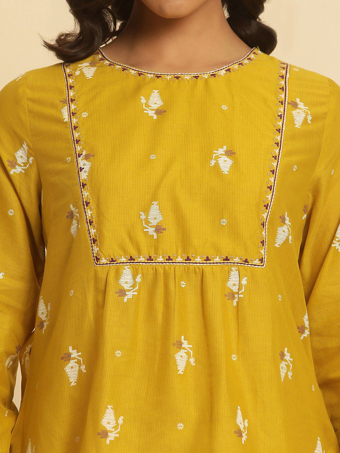 W Ethnic Motifs Printed Pure Cotton A-Line Top