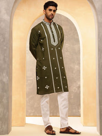 Anouk Men Embroidered Regular Mirror Work Kurta with Pyjamas