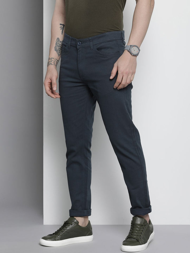The Indian Garage Co Men Navy Blue Slim Fit Chinos