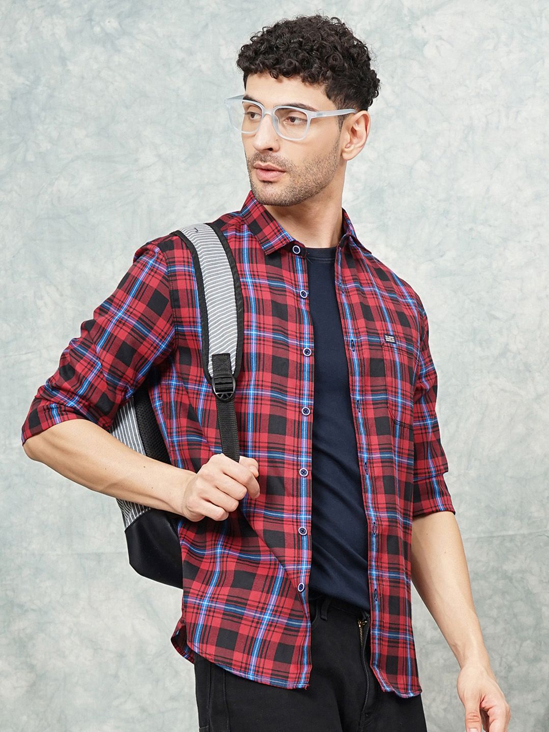 The Indian Garage Co Men Slim Fit Opaque Checked Casual Shirt