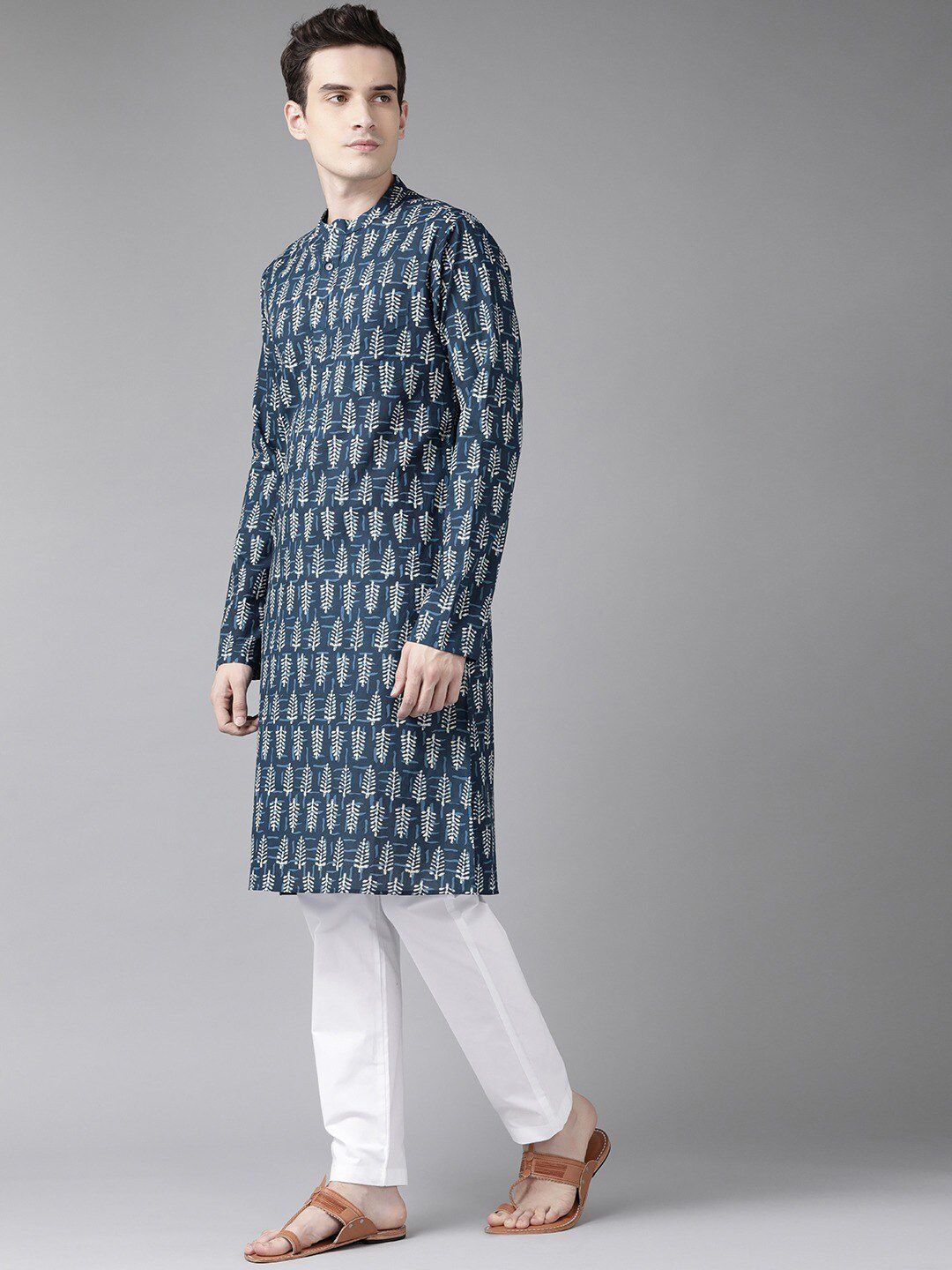 See Designs Men Blue Ethnic Motifs Printed Kurta