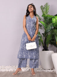 Varanga Paisley Printed V-Neck Pure Cotton Straight Kurta With Palazzo