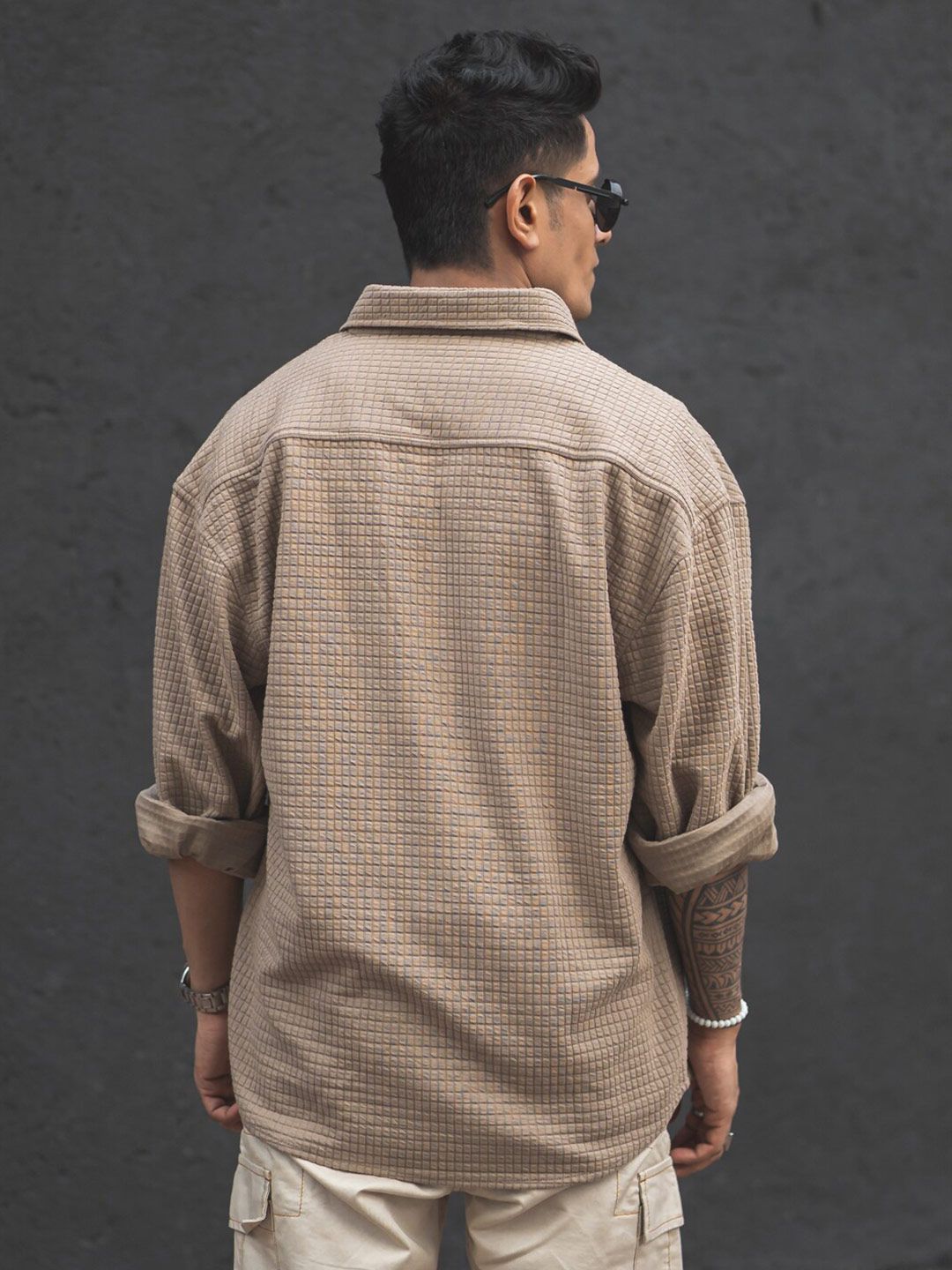 Powerlook Checked India Slim Opaque Structured Double Pockets Oversized Casual Shaket
