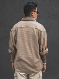Powerlook Checked India Slim Opaque Structured Double Pockets Oversized Casual Shaket