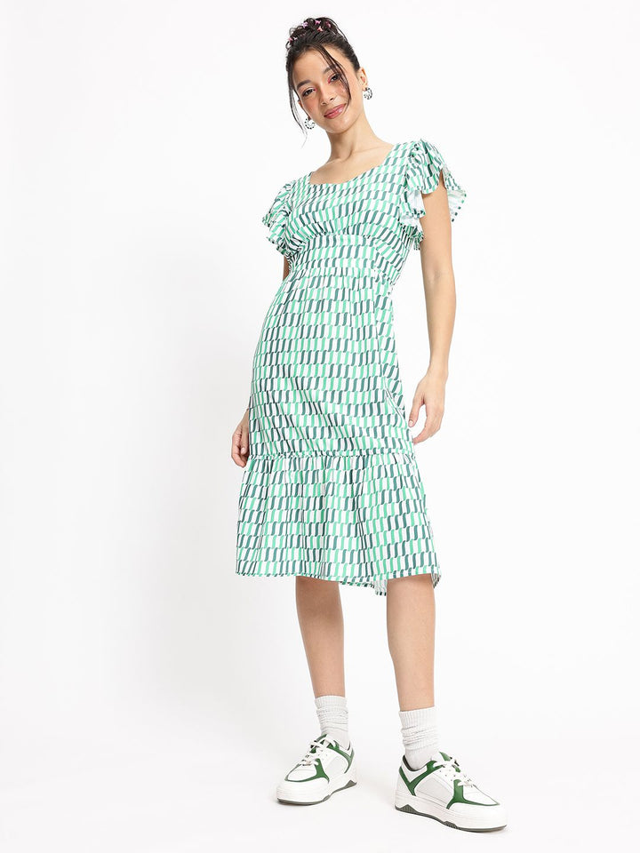 DressBerry 70s Psychedelic Shift A-Line Midi Dress