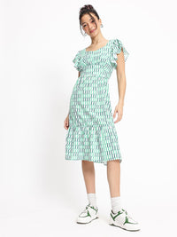 DressBerry 70s Psychedelic Shift A-Line Midi Dress
