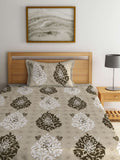 KLOTTHE Beige Ethnic Motifs Cotton 300 TC Dilengkapi Cadar Bujang Halus dengan Sarung Bantal-87 x 59 inci