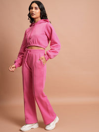 Tokyo Talkies Hooded Relaxed-fit Crop Sweatshirt & Wide Leg Trousers