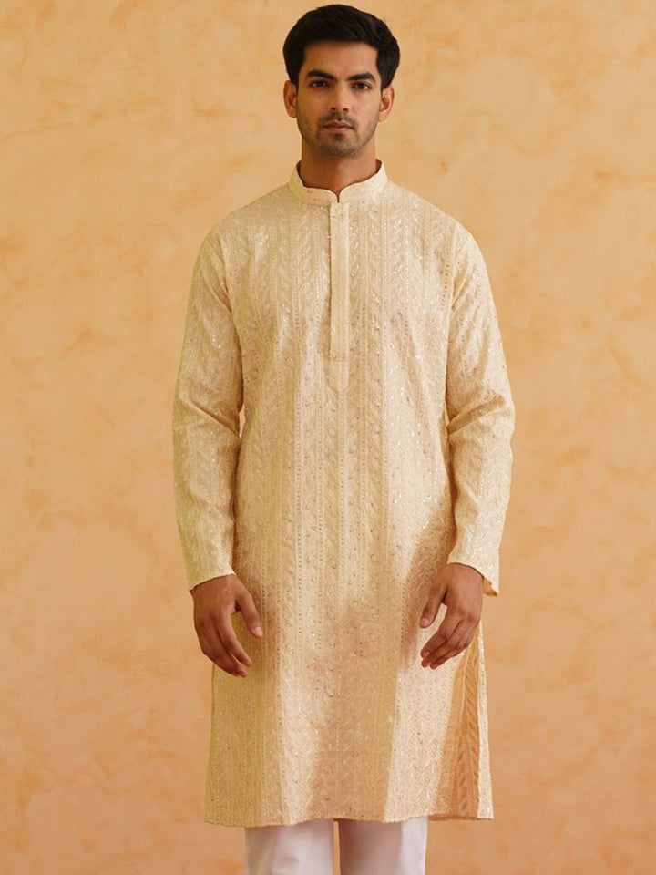 SOJANYA LUXE Floral Embroidered Regular Sequinned Kurta with Pyjamas