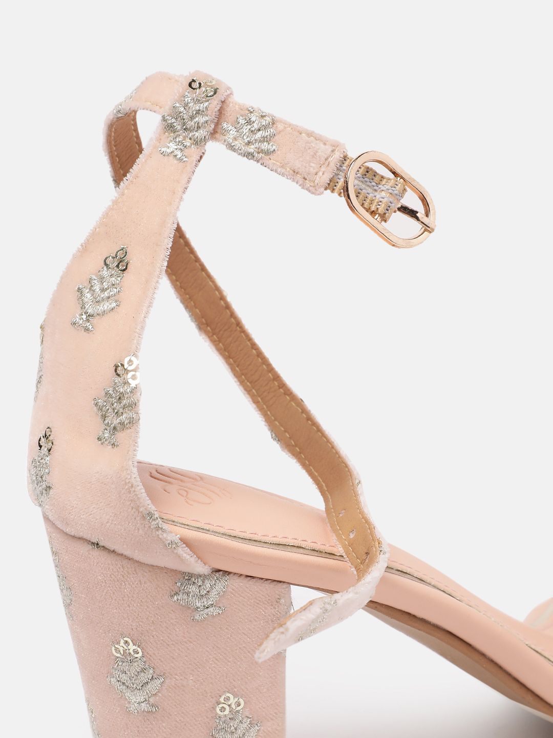 House of Pataudi Floral Embellished Block Heels