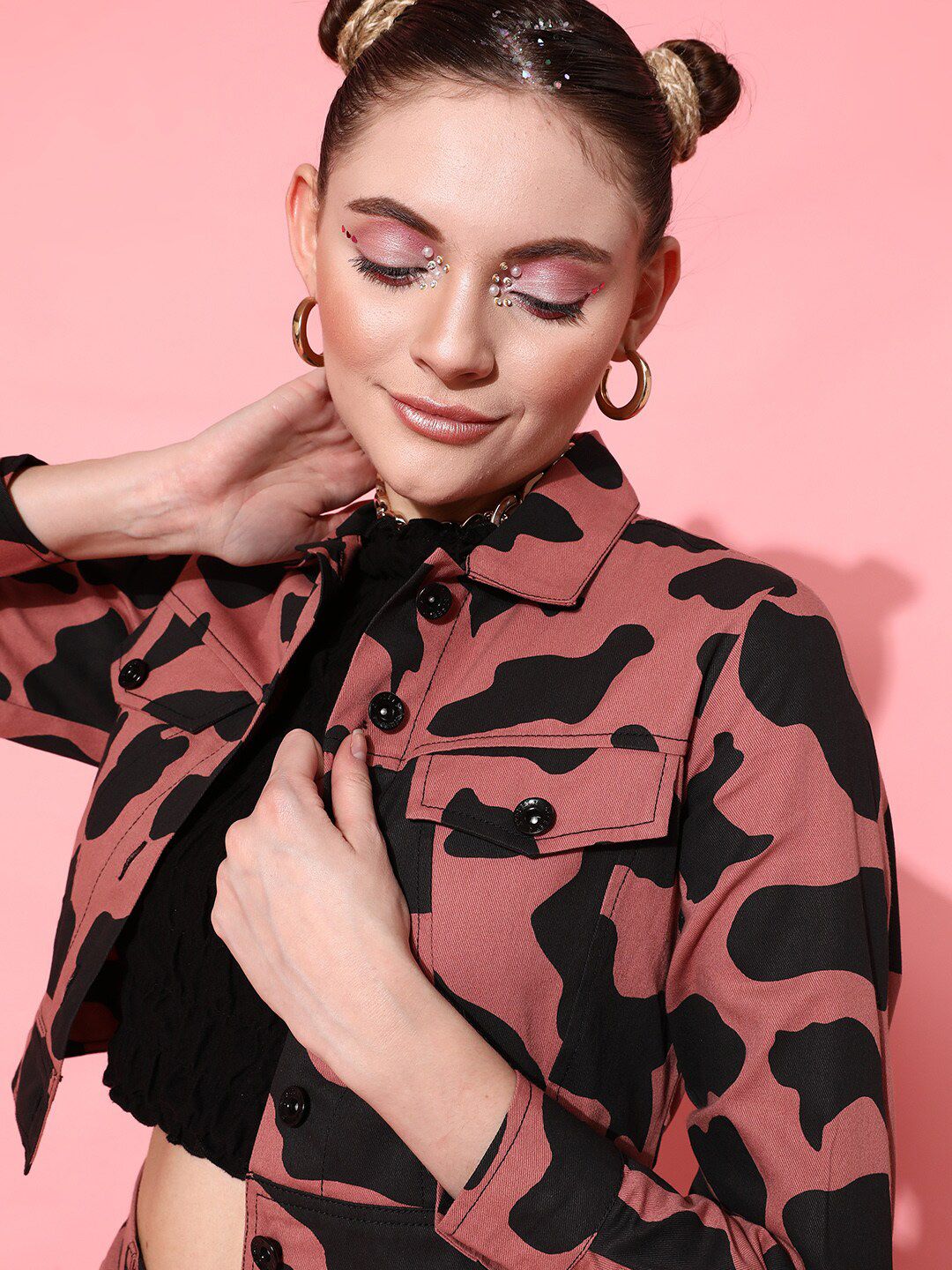 STREET 9 Women Pink Camouflage Jacket