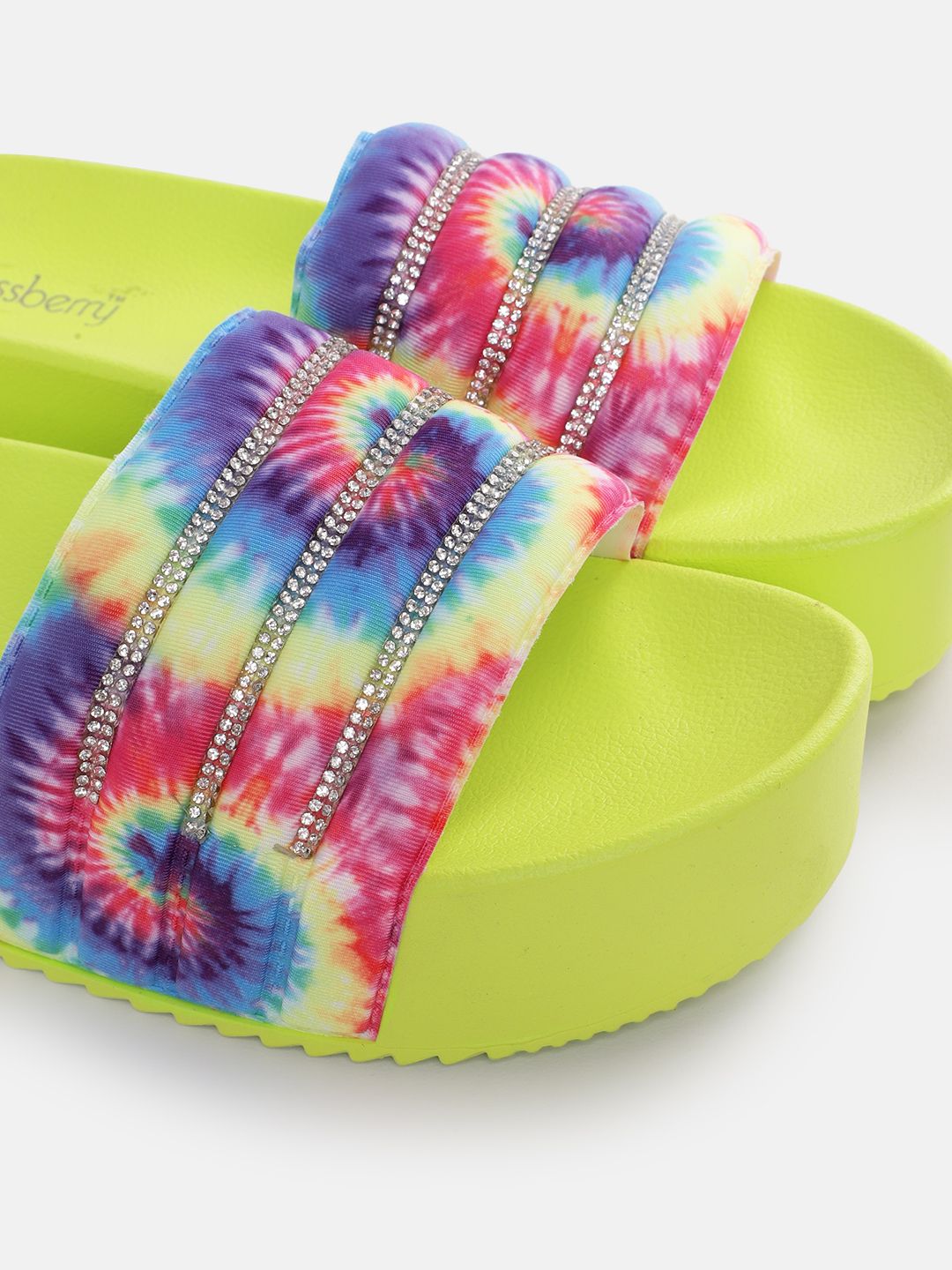 DressBerry Women Abstract Printed Stone Embellished Flatform