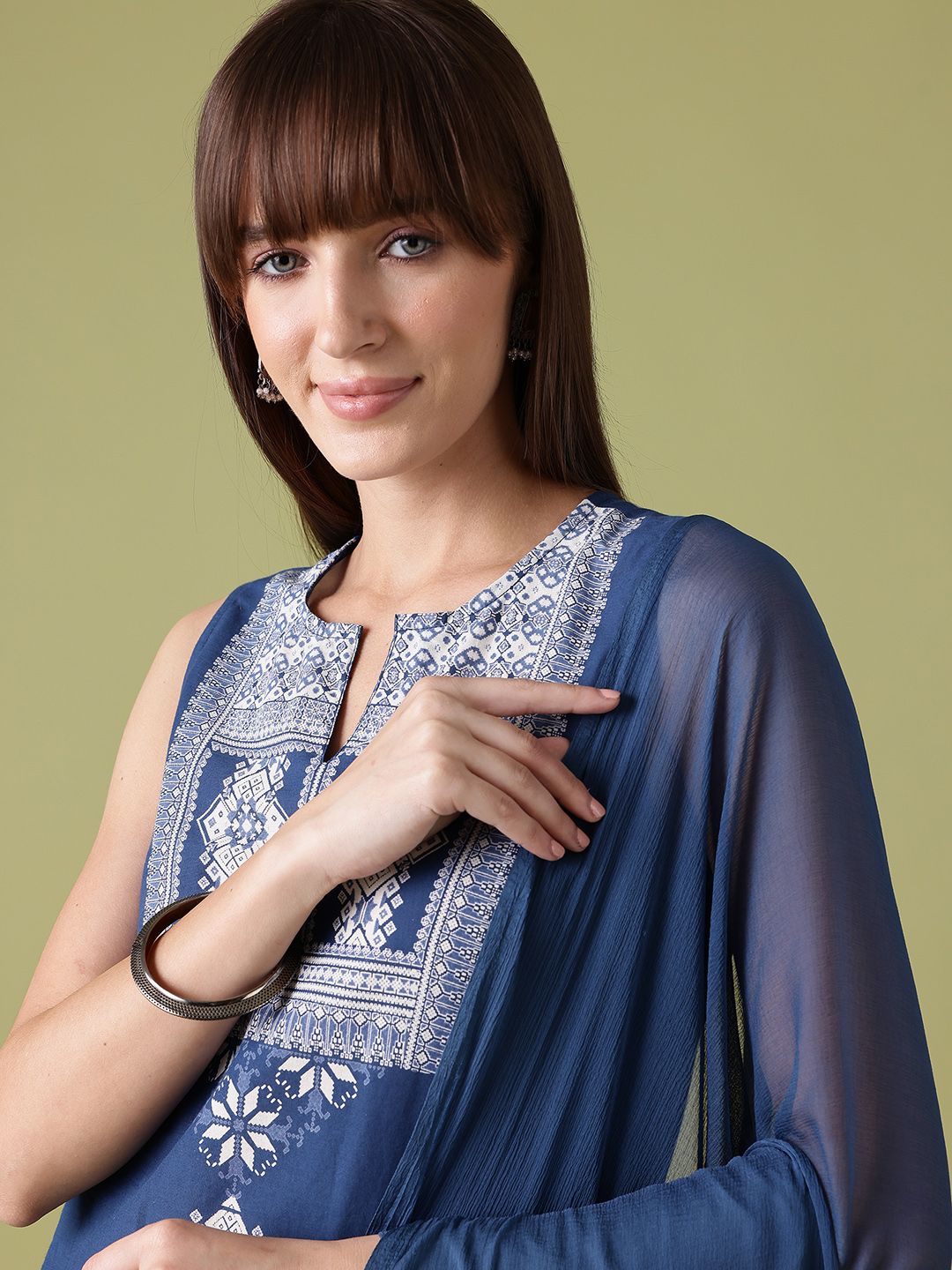 Anouk Ethnic Motifs Yoke Design Pure Cotton Kurta with Trousers & Dupatta