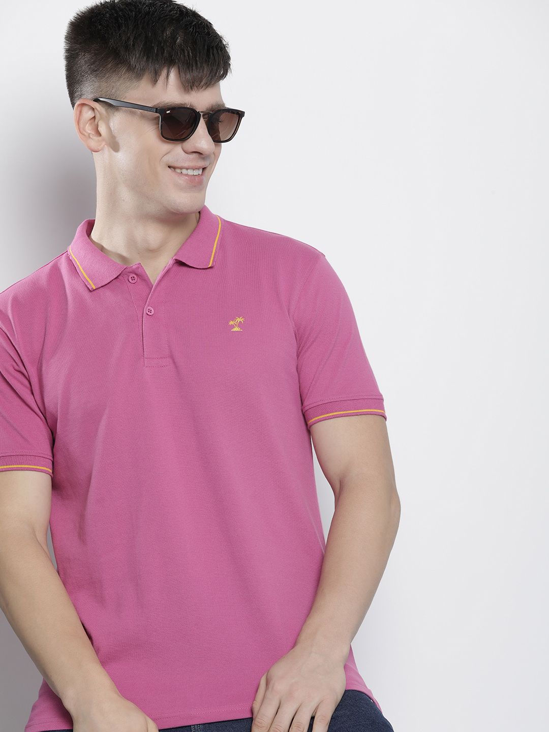 The Indian Garage Co Men Solid Polo Collar T-shirt