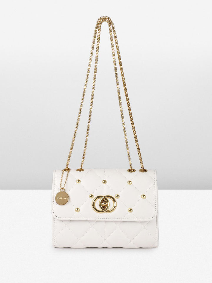 DressBerry Textured Structured Shoulder Bag with Quilted