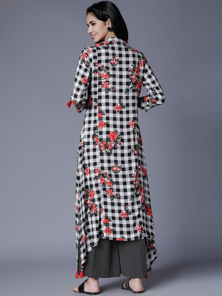 Vishudh Women Black & White Printed Kurta with Palazzos