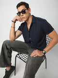 VASTRADO Men Classic Cuban Collar Textured Casual Shirt