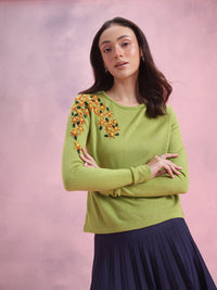 DressBerry Floral Embroidered Detail Pullover