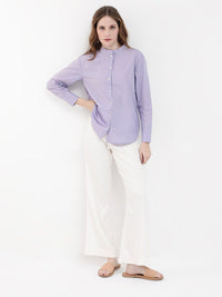 RAREISM Aytac Mandarin Collar Cuffed Sleeves Cotton Top