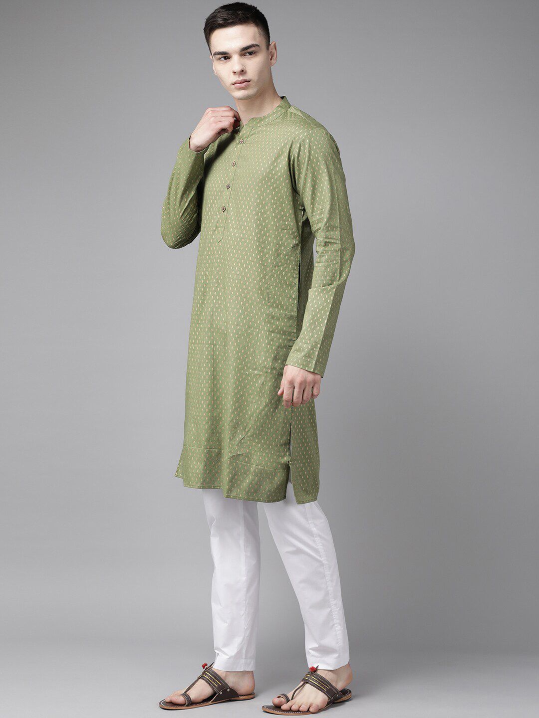 See Designs Ethnic Motifs Printed Mandarin Collar Straight Pure Cotton Kurta