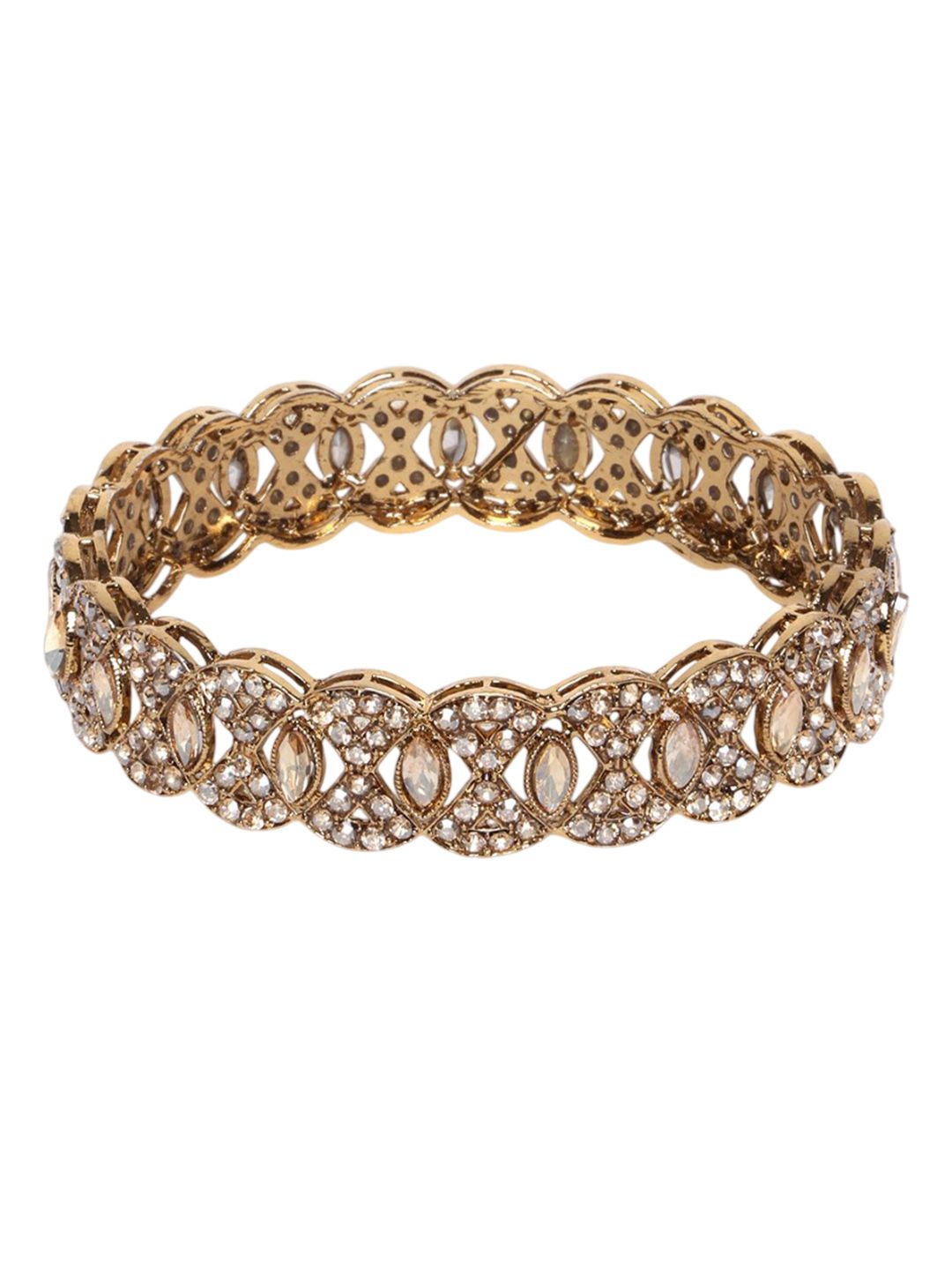 PANASH Set Of 2 Gold-Plated American Diamond-Studded Bangles
