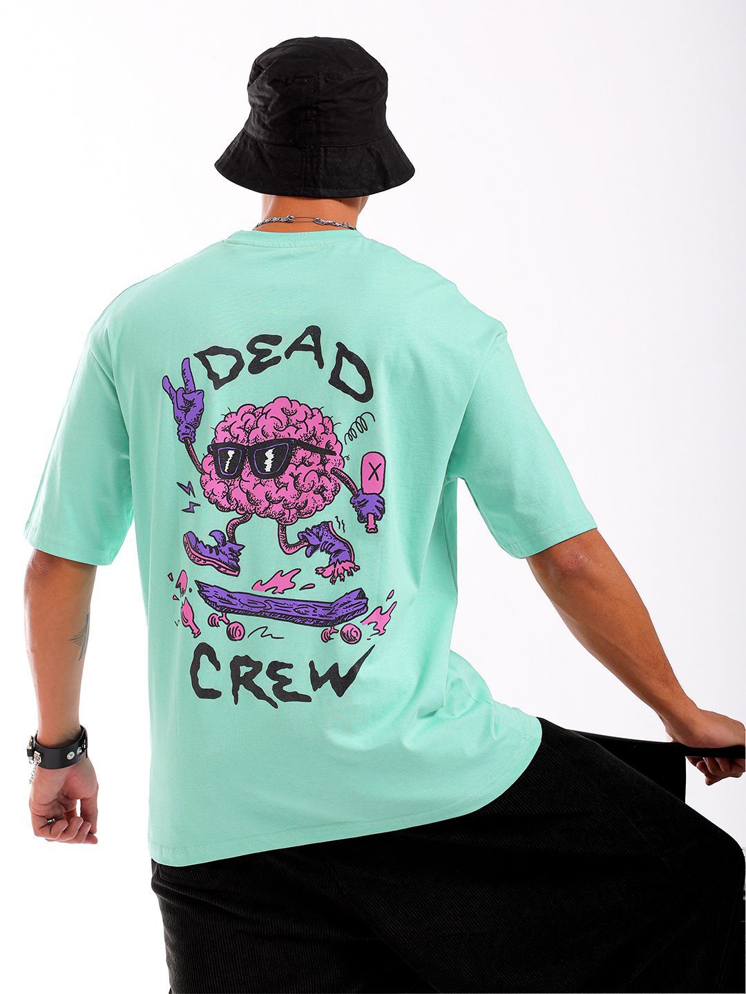 The Indian Garage Co Men Back Printed Round Neck Boxy Oversized T-shirt