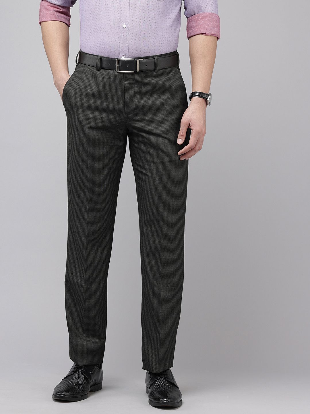 Park Avenue Men Checked Formal Trousers