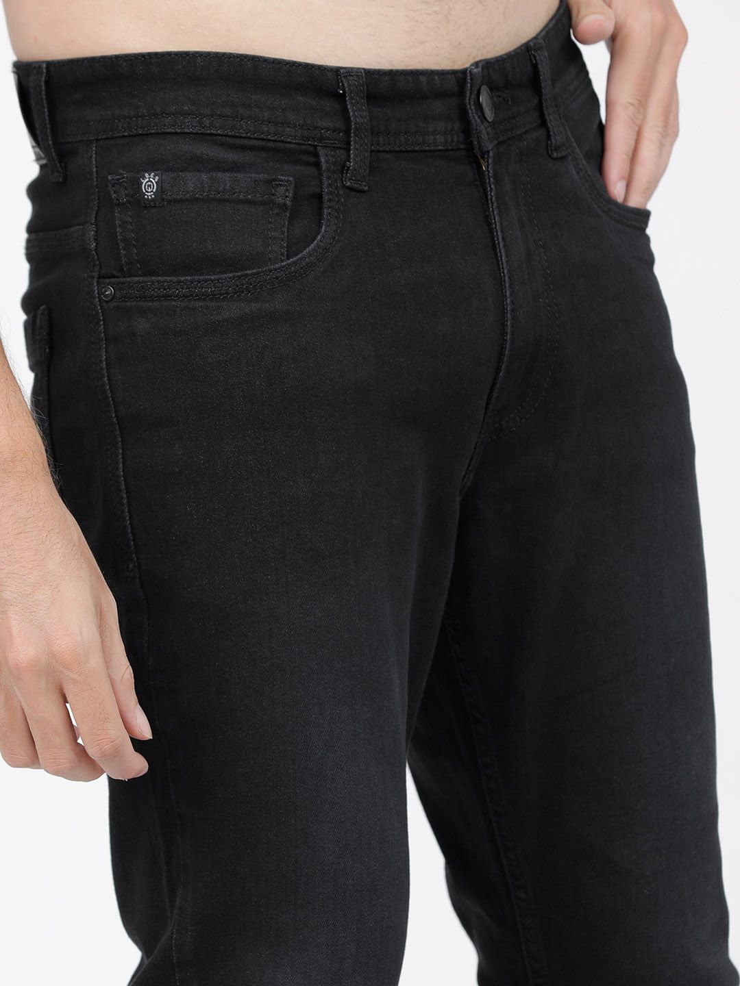 LOCOMOTIVE Men Black Slim Fit Mid-Rise Clean Look Stretchable Jeans