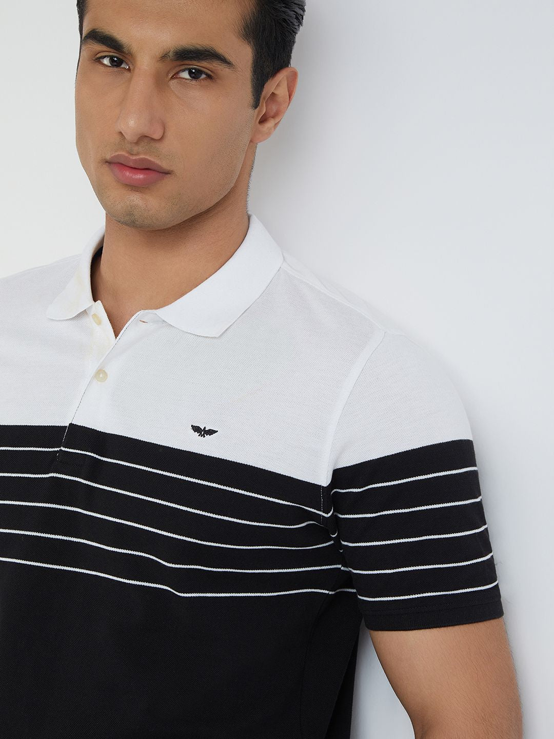 Park Avenue Striped Polo Collar Slim Fit T-shirt