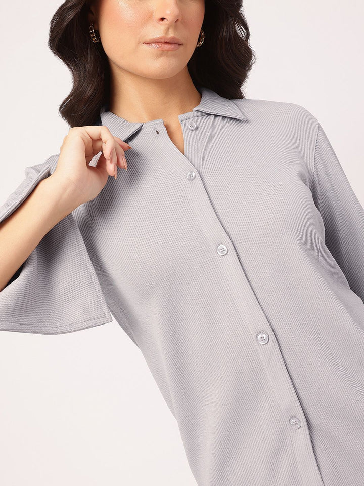 DressBerry Tailored Tradition Slit Sleeves Textured Shirt