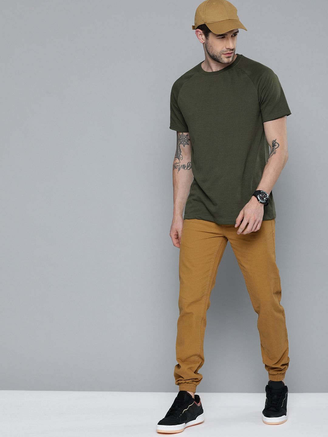 The Indian Garage Co Men Khaki Joggers Trousers