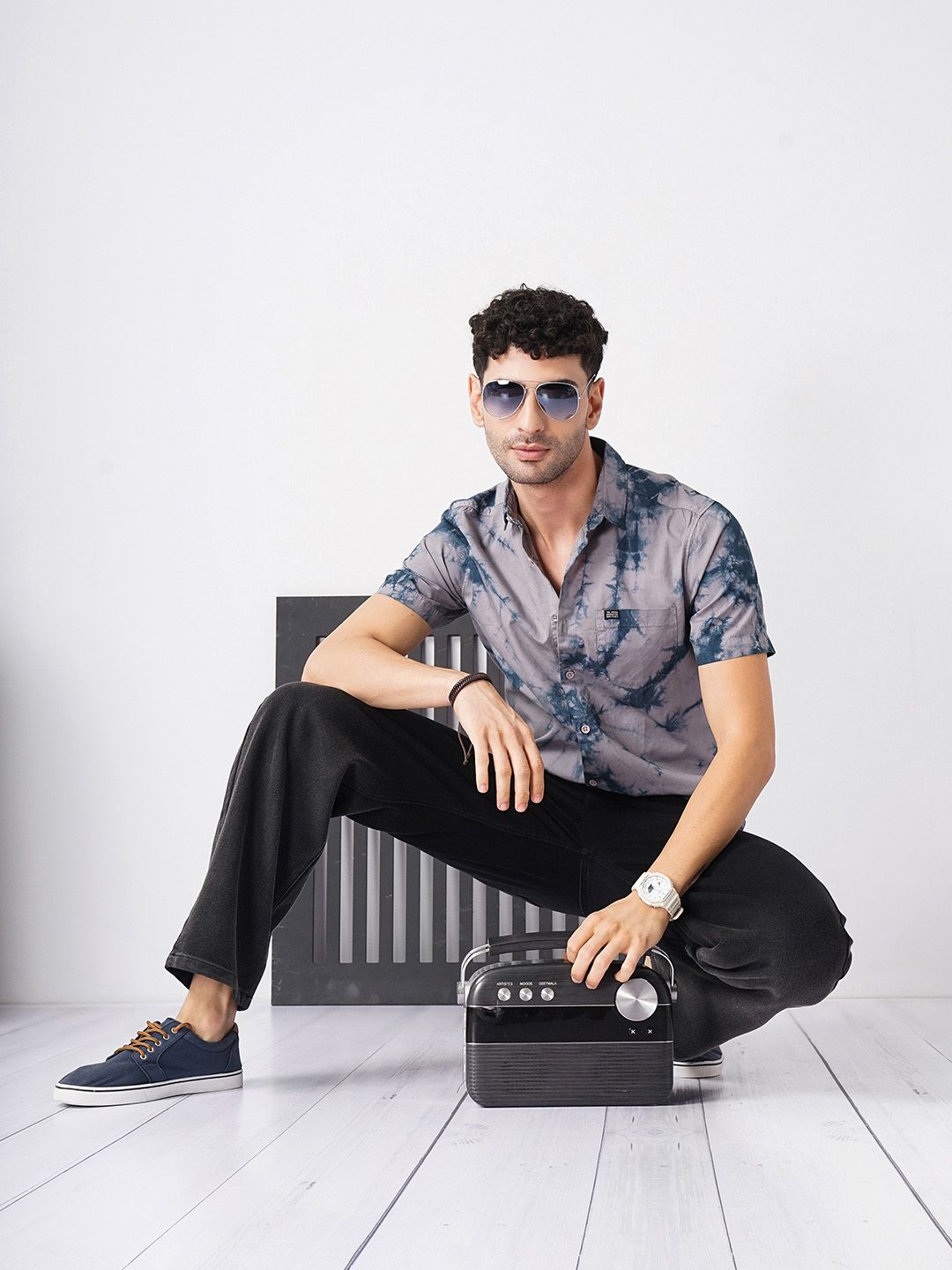The Indian Garage Co Men Regular Fit Overdyed Resortwear Shirt