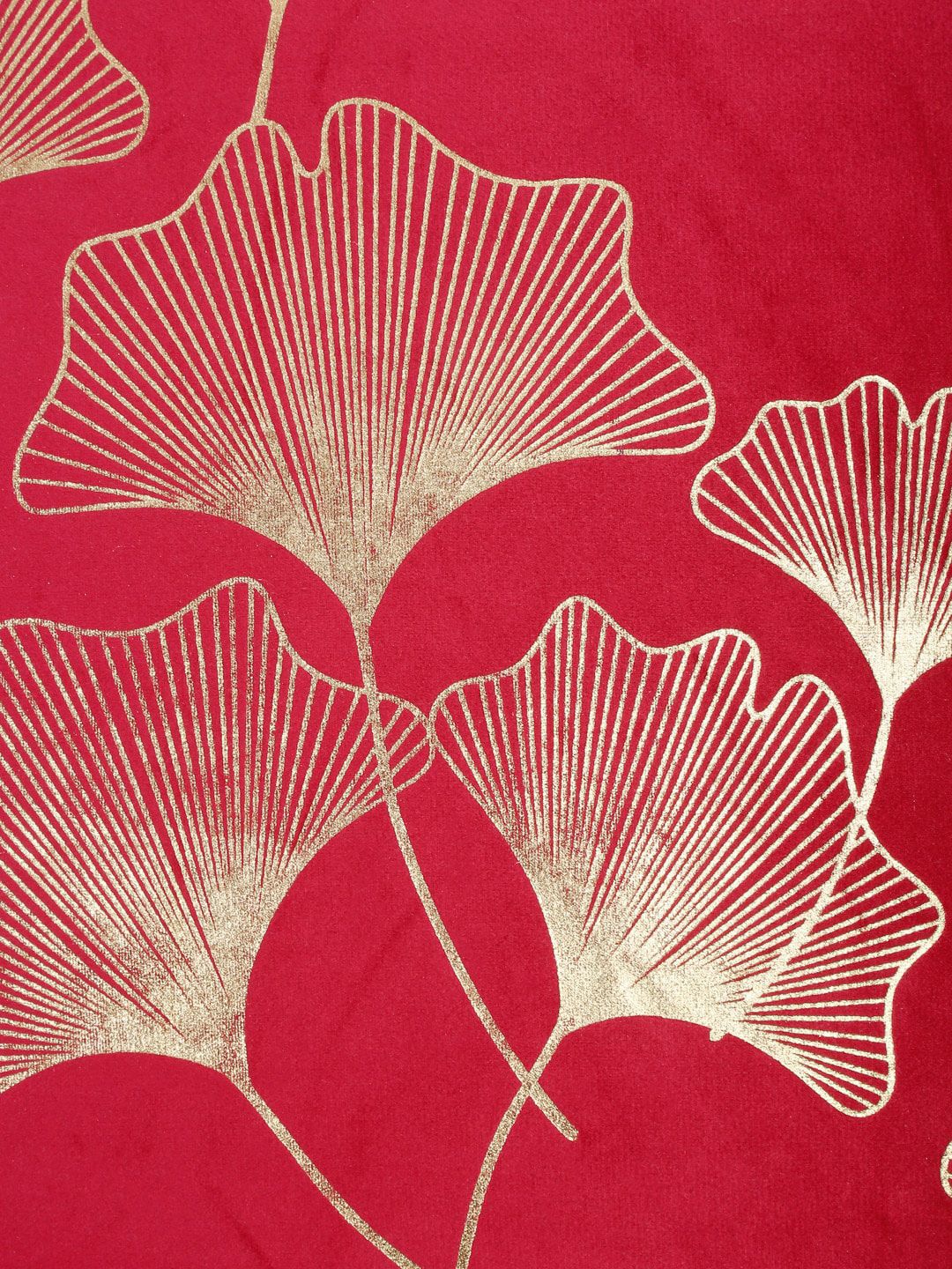HOSTA HOMES Maroon & Gold Set of 5 Ethnic Motifs Velvet Square Cushion Covers