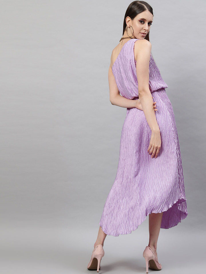 STREET 9 Lavender One Shoulder Satin Midi Dress
