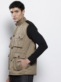 The Indian Garage Co Mock Collar Quilted-Style Gilet Jacket