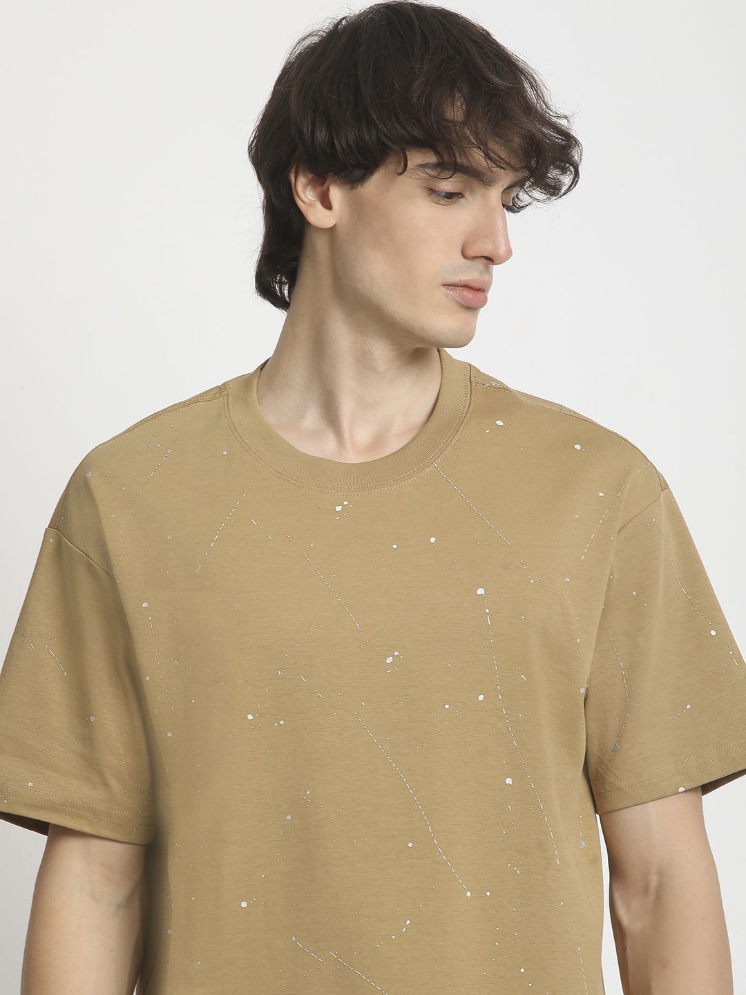 The Bear House Men Self Design Round Neck Tshirt