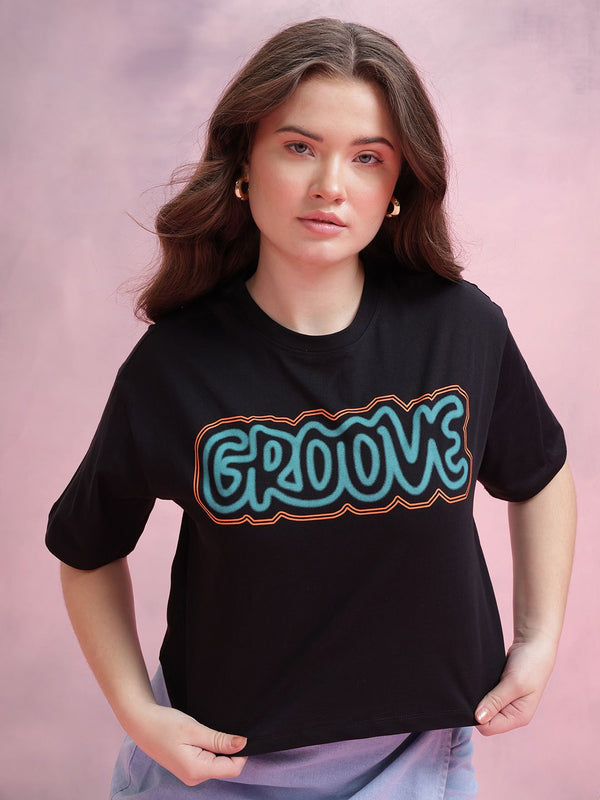 T-Shirt Boxy Dressberry Print Drop-Shoulder Cotton Boxy T-Shirt