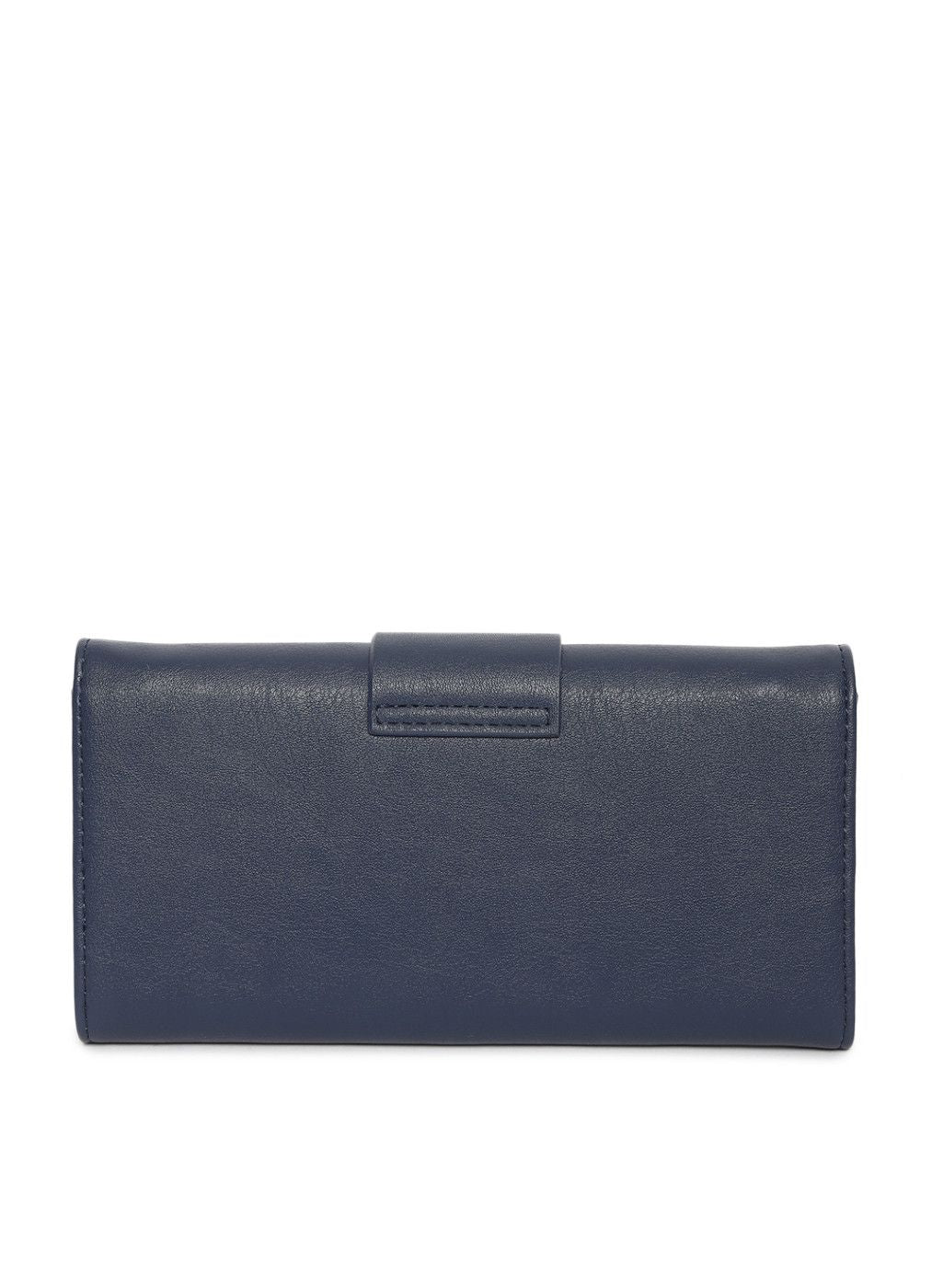 Navy Blue Solid Three Fold Wallet