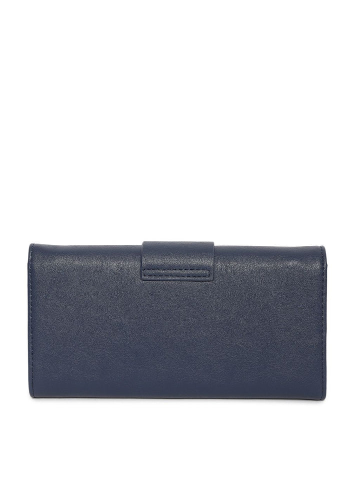 Navy Blue Solid Three Fold Wallet