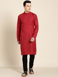 SOJANYA Men Maroon Solid Straight Kurta