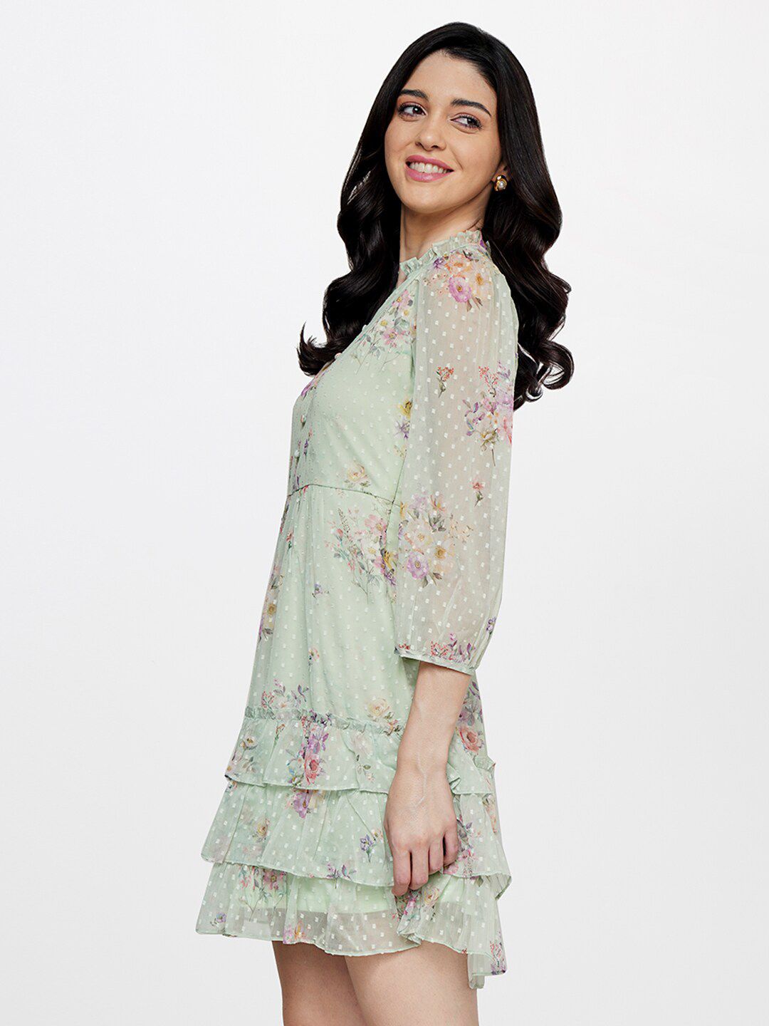 AND Floral Notch Neck A-Line Dress