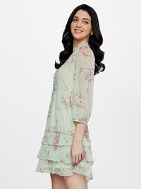 AND Floral Notch Neck A-Line Dress
