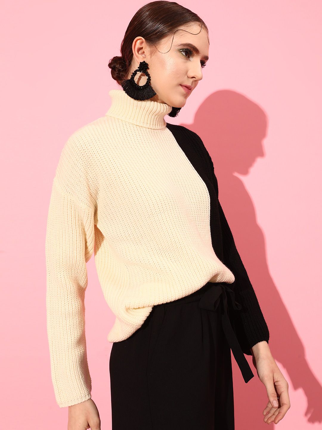 STREET 9 Women Acrylic Colourblocked Pullover