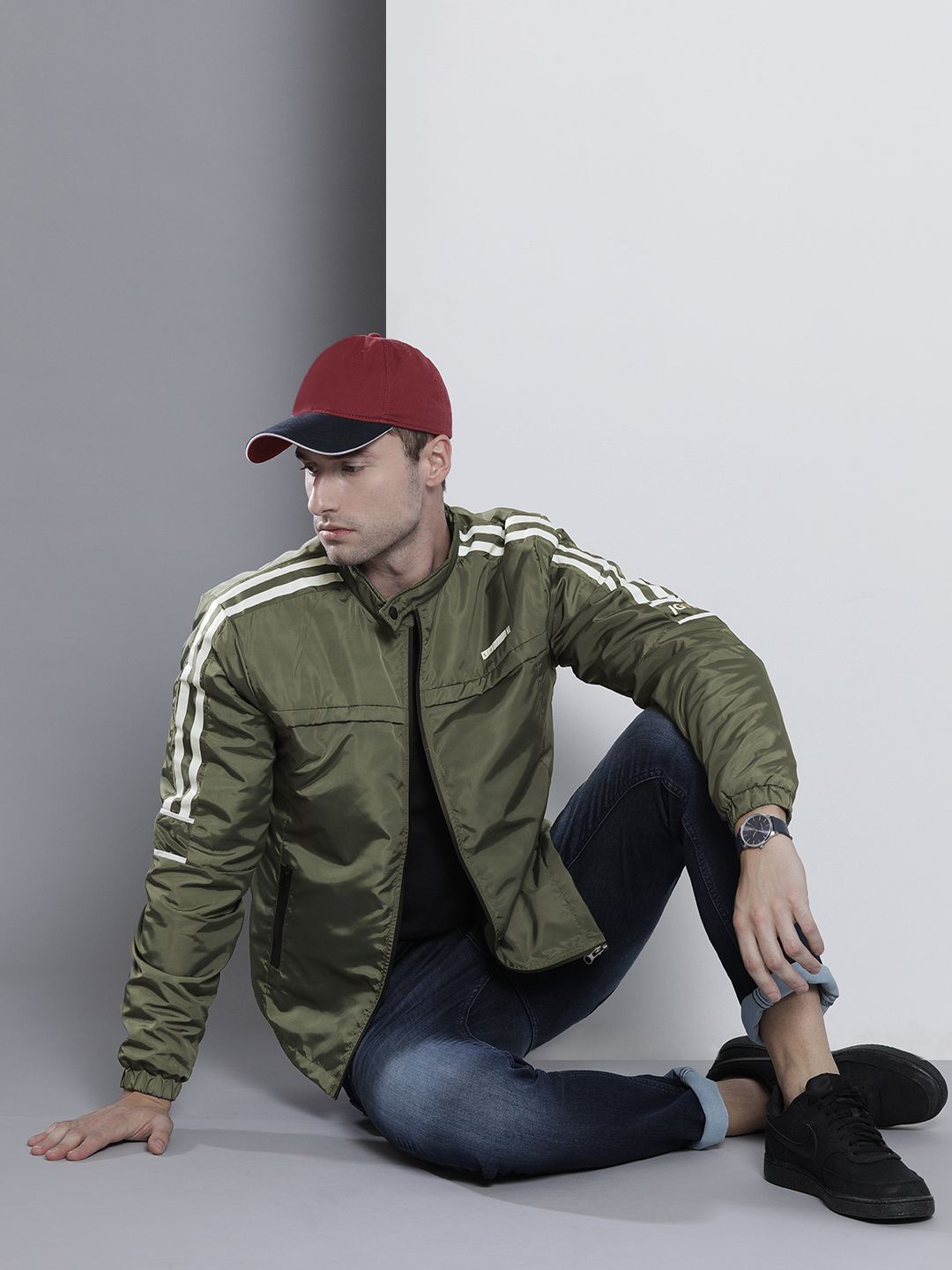 The Indian Garage Co Men Zip-Front Slim Fit Biker Jacket
