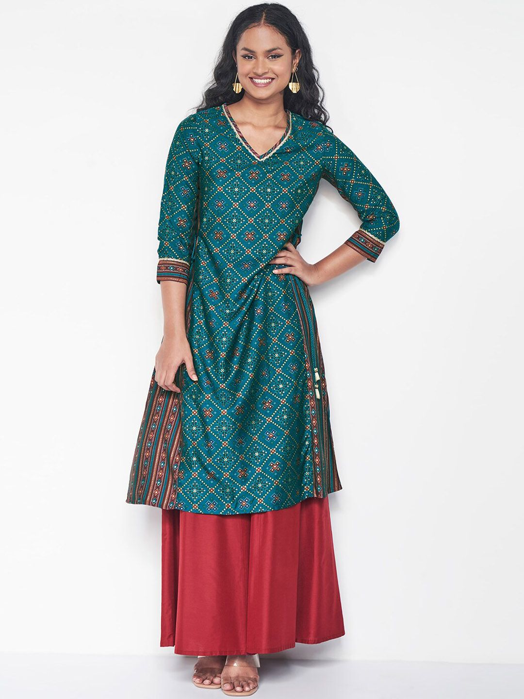 Global Desi Geometric Printed Kurta