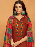 KALINI Ethnic Motifs Yoke Design Regular Thread Work Straight Kurta With Salwar & Dupatta