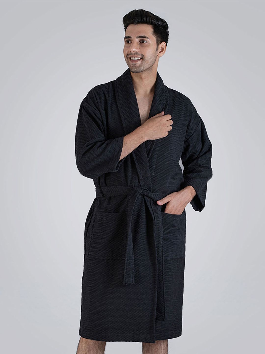 MYTRIDENT Urban Comfort Unisex Blue 240 GSM Pure Cotton Bath Robe