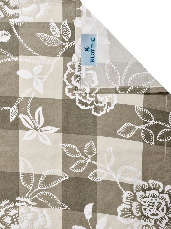 Moda Rapido X KLOTTHE Beige Geometric Printed Floral 300 TC Bedsheet with 2 Pillow Covers
