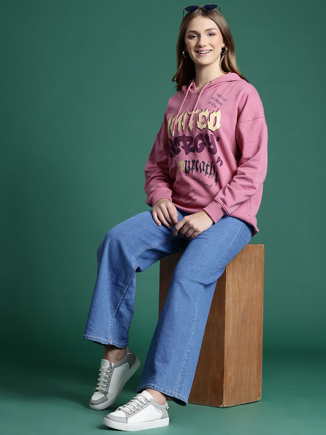 DressBerry Women Printed Hooded Sweatshirt