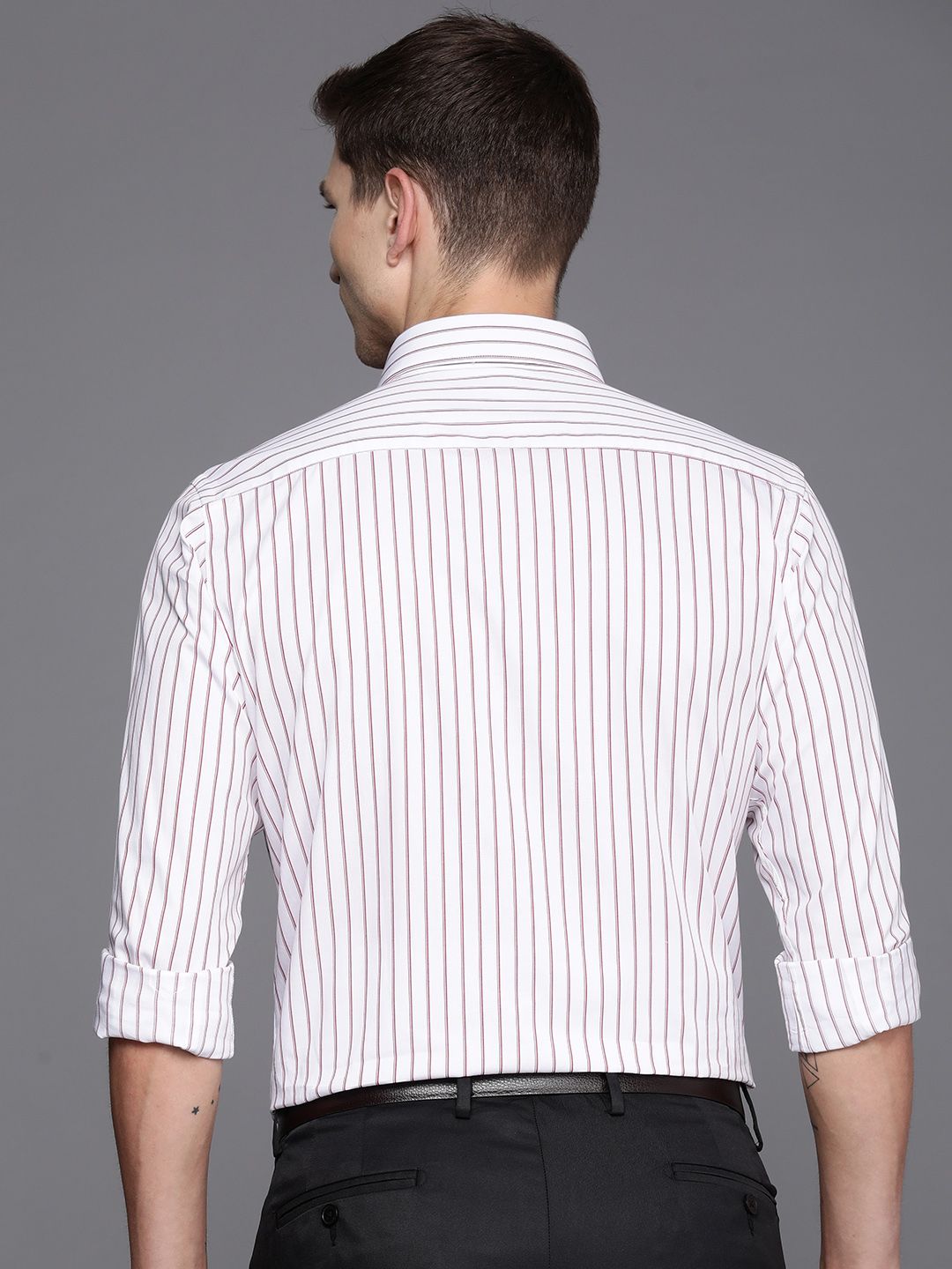 Raymond Men Slim Fit Pure Cotton Striped Formal Shirt